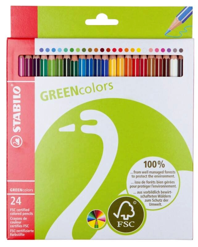 Цветные карандаши Stabilo. GREENcolors. 24 цвета