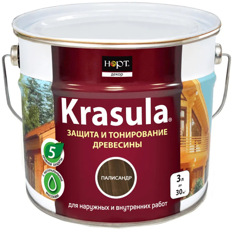 Защитно-декоративный состав KRASULA Палисандр 3 л пропитка veres gold lazura 9 палисандр 10 л 1 45286