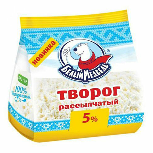 

Творог рассыпчатый Белый медведь натуральный 5% 500 г