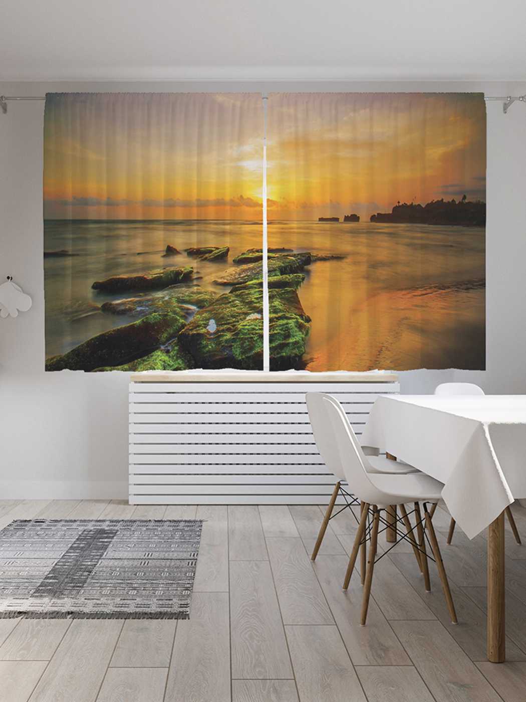 

Классические шторы JoyArty "Закат на берегу моря", Oxford DeLux, 2 полотна 145x180 см, Закат на берегу моря