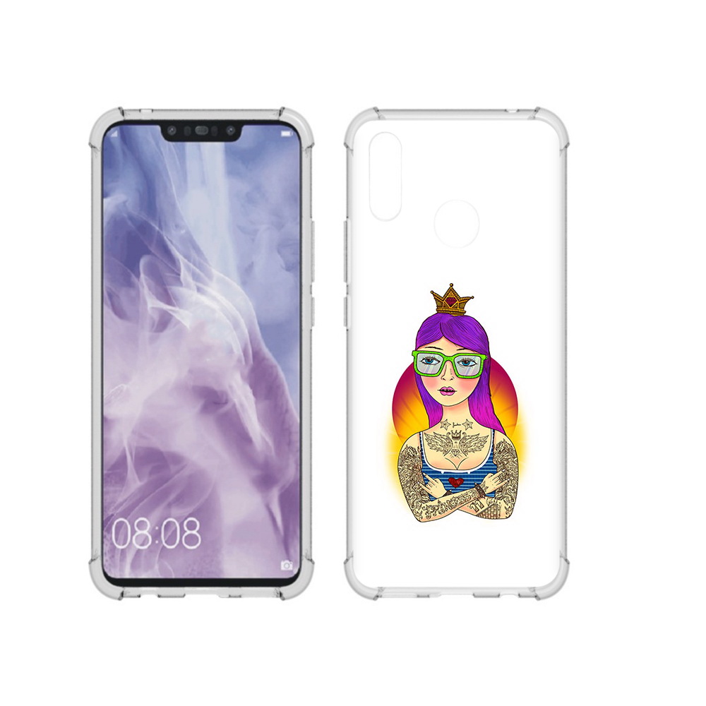 

Чехол MyPads Tocco для Huawei Nova 3i девушка в татуировках с короной (PT227100.63.305), Прозрачный, Tocco