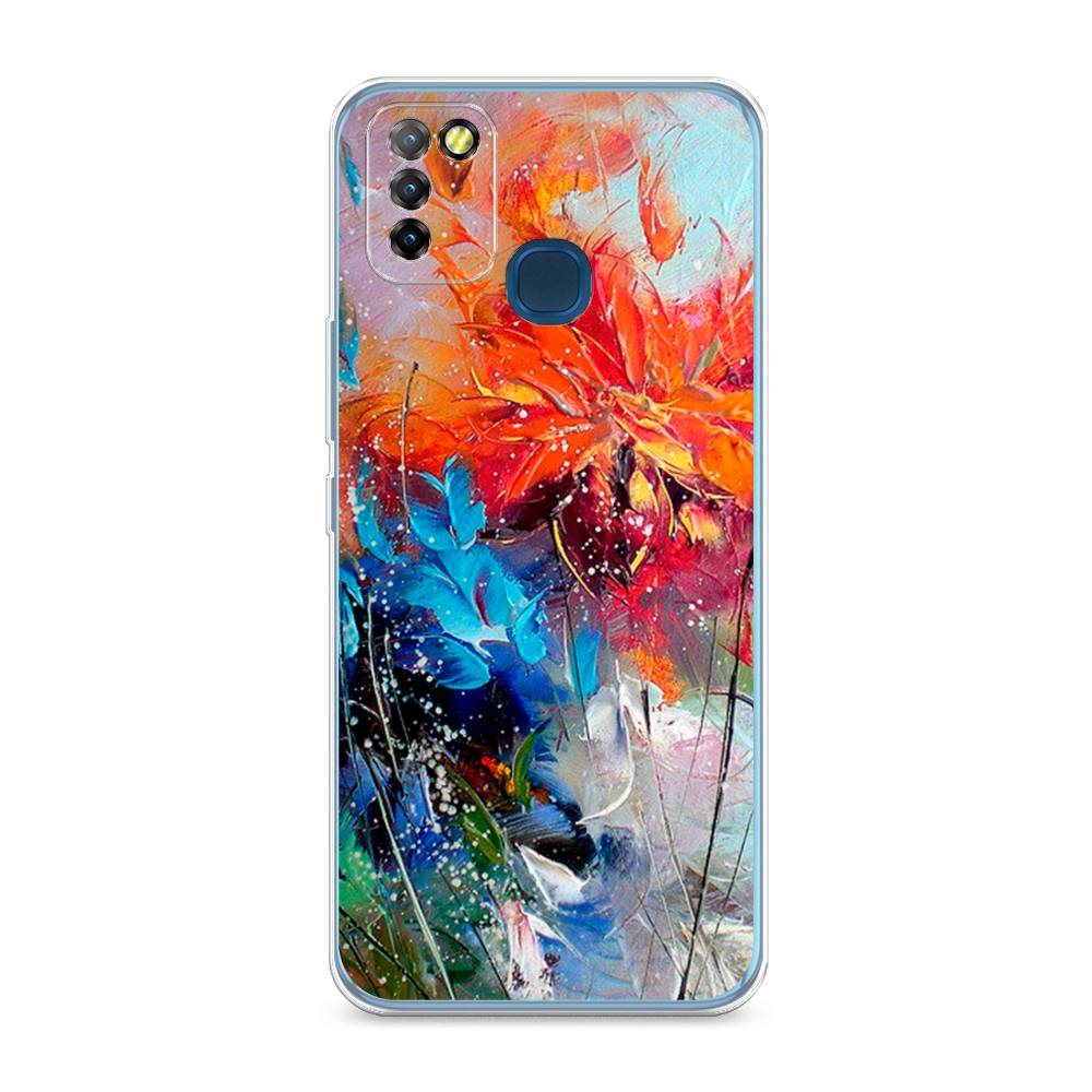 

Чехол на Infinix HOT 10 Lite "Абстрактные цветы", Оранжевый;синий, 3100350-4