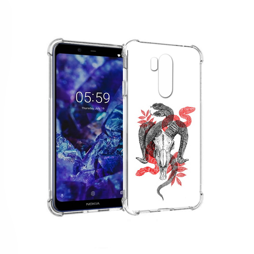 

Чехол MyPads Tocco для Nokia X7 змея в черепе рисунок (PT123767.122.365), Прозрачный, Tocco