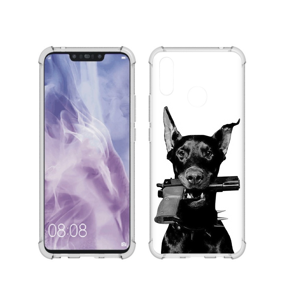 

Чехол MyPads Tocco для Huawei Nova 3i доберман с пистолетом (PT227100.63.331), Прозрачный, Tocco