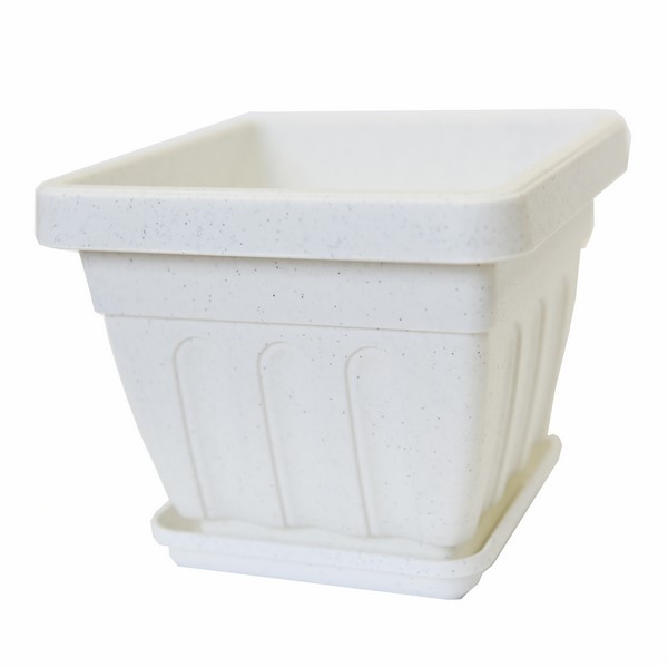 

Цветочный горшок Кострома пластик Ирис квадратный с поддоном 671017/4 мраморный 1 шт., Серый, Ирис квадратный с поддоном