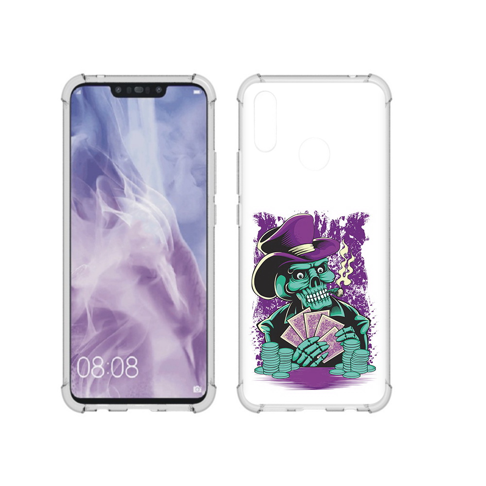 

Чехол MyPads Tocco для Huawei Nova 3i зеленый череп с картами (PT227100.63.361), Прозрачный, Tocco