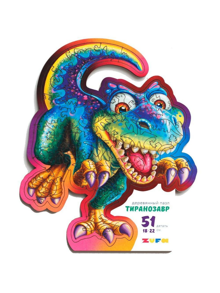 

Деревянный пазл Aterix фигурный "Тираннозавр" 51 деталь, 18х22 см, kids S (КА-00000008), фигурный "Тираннозавр" 51 деталь, 18х22 см, kids S