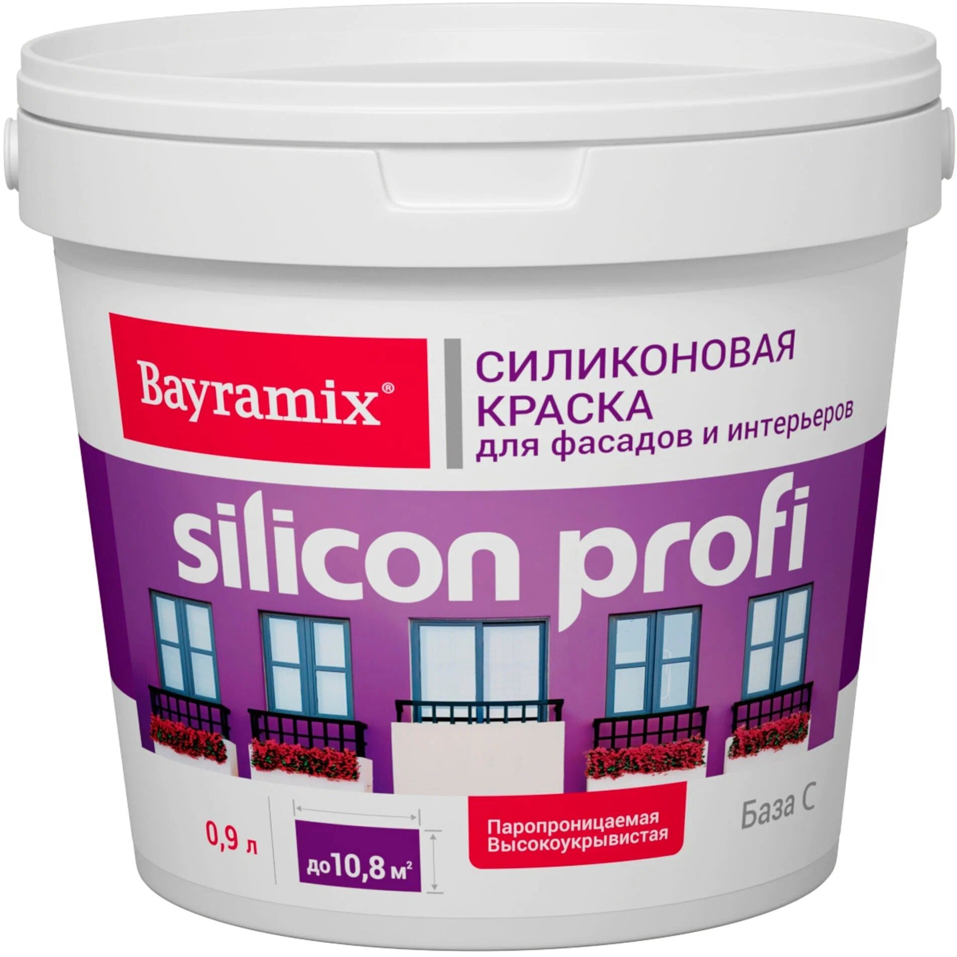 Краска фасадная, матовая Silicon Profi База C бесцветная 1,2 кг/0,9 л (только колеровка)