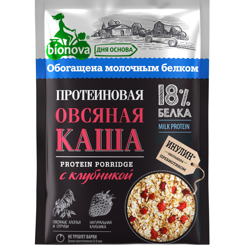 Овсяная каша Bionova Протеиновая 40 г с клубникой