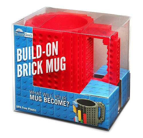 Кружка Build-on Brick Mug «Конструктор» с деталями, красная MUG1