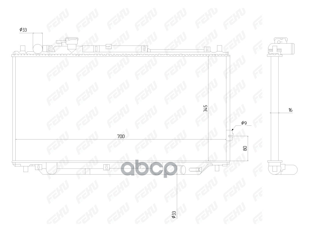 

FEHU FRC1069 Радиатор охлаждения Kia Spectra (96-) 1.5/1.6/1.8 MT 1шт