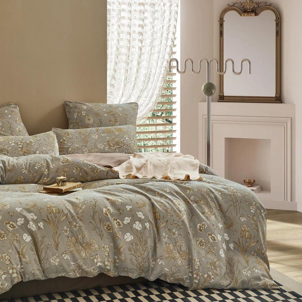 Постельное белье двуспальное GOOD SLEEP PREMIUM жатка-лён Plants