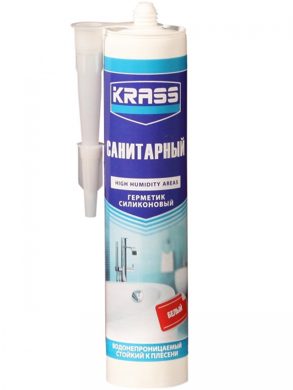 Герметик KRASS силиконовый санитарный белый 300мл силиконовый герметик для кухни и ванны krass