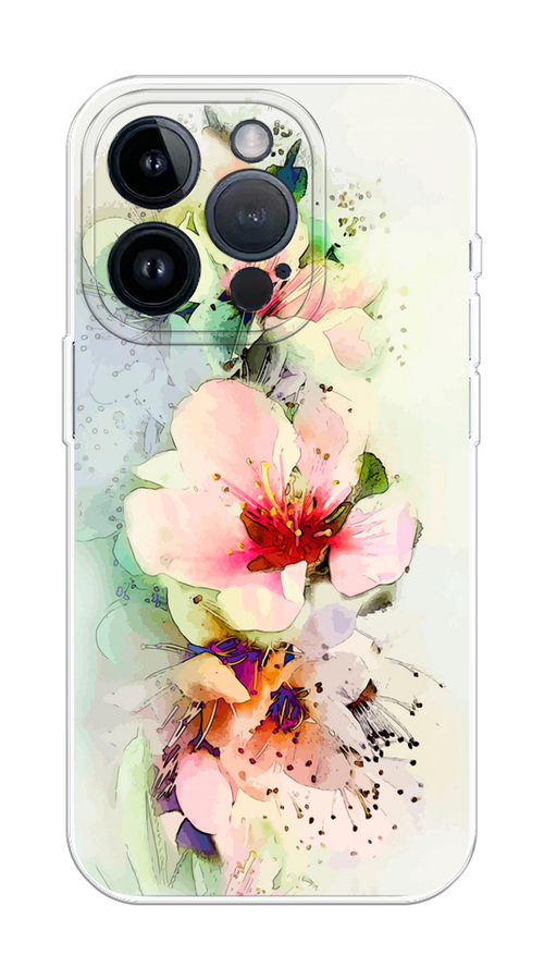 

Чехол на Apple iPhone 15 Pro "Нежные цветы", Зеленый;розовый, 15750-1