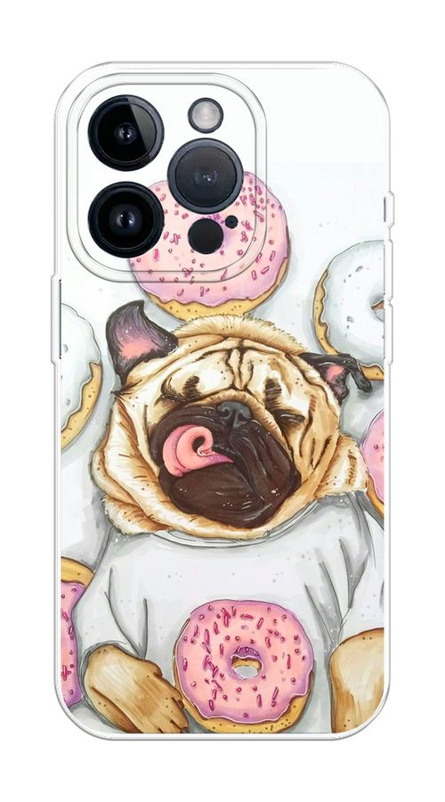 

Чехол на Apple iPhone 15 Pro "Счастливый мопс", Розовый;бежевый;коричневый, 15750-1