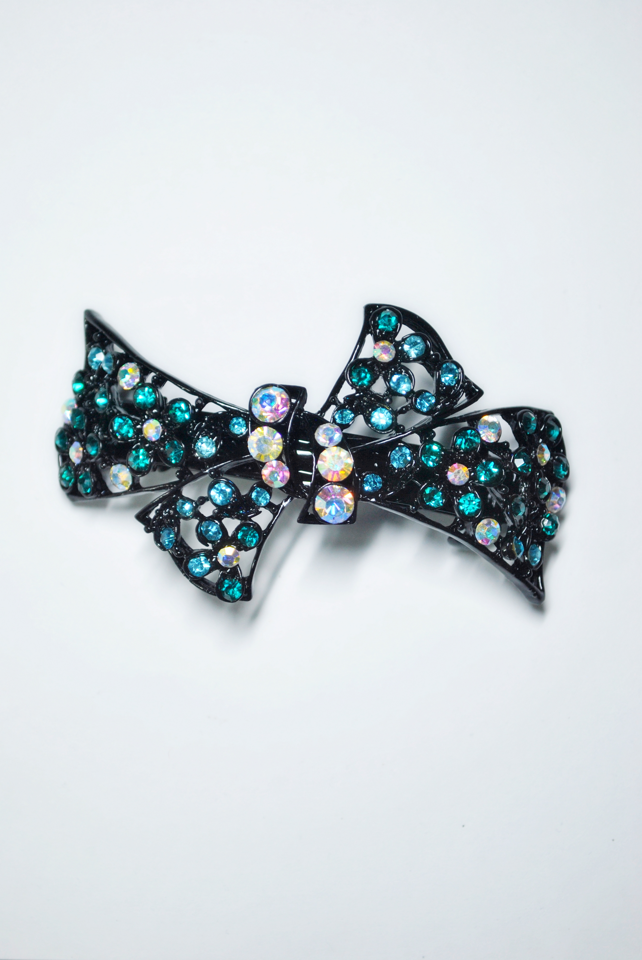 Заколка-автомат женская Fashion Jewelry Color Bow черный/голубой микс