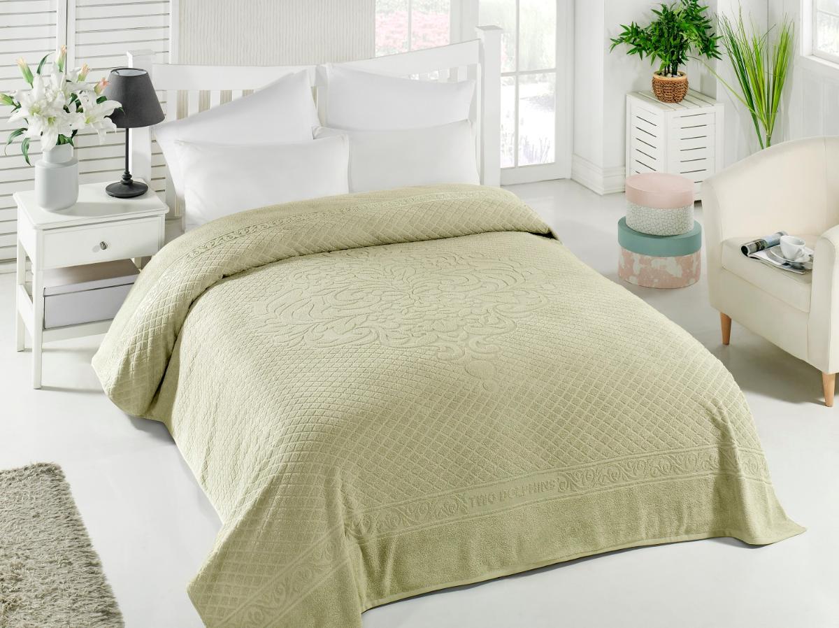 Простыня TWO DOLPHINS махра жаккард хаки 200х220