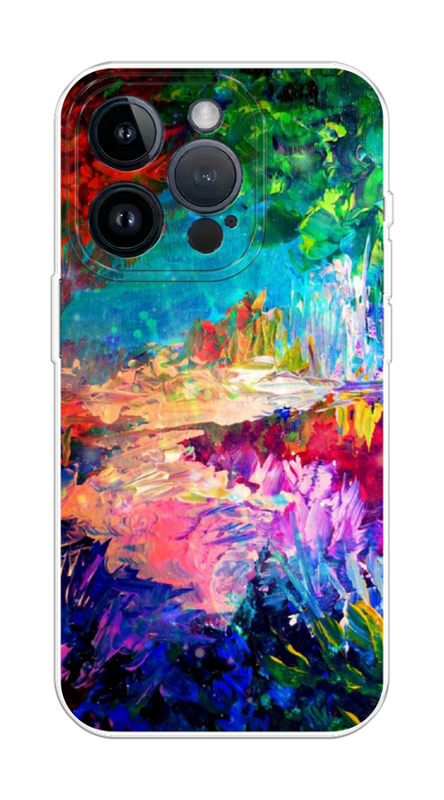 

Чехол на Apple iPhone 15 Pro "Лес-гуашь", Синий;розовый;зеленый, 15750-1