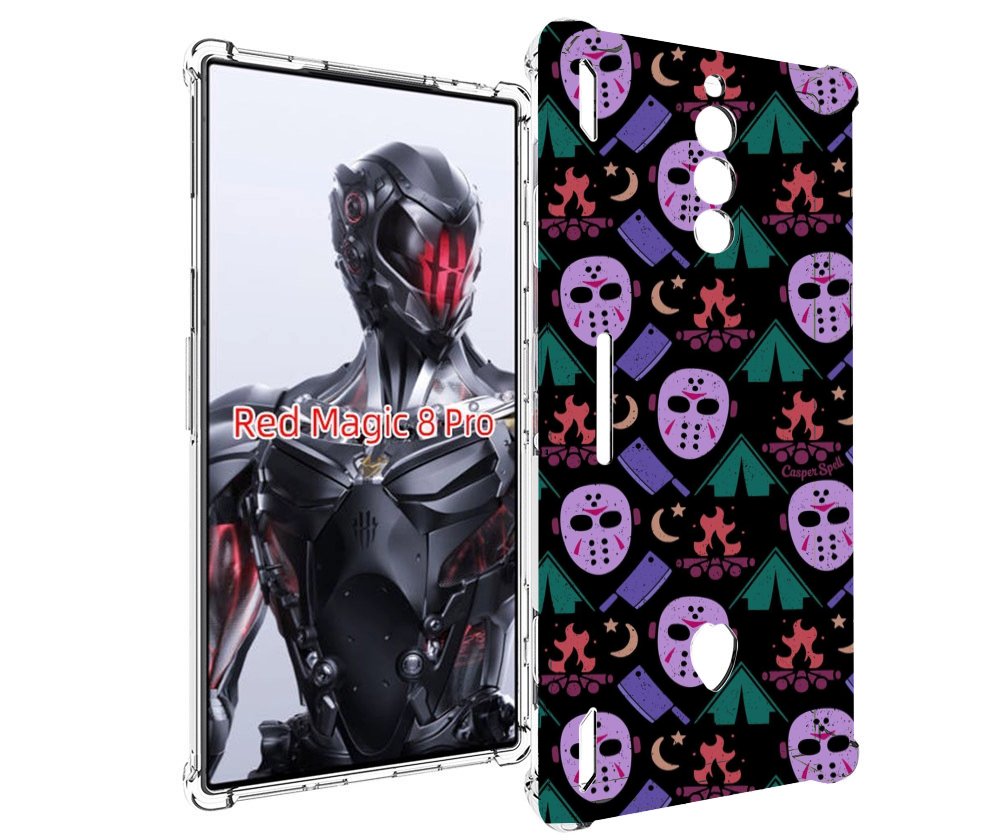 Чехол MyPads фиолетовые маски для ZTE Nubia Red Magic 8 Pro / Red Magic 8 Pro Plus