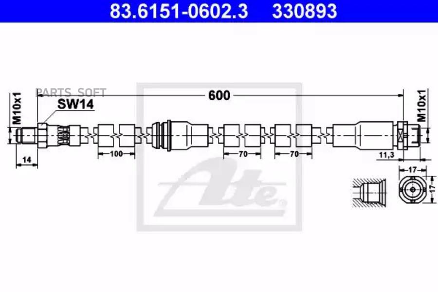 ATE Шланг тормозной ATE 83615106023