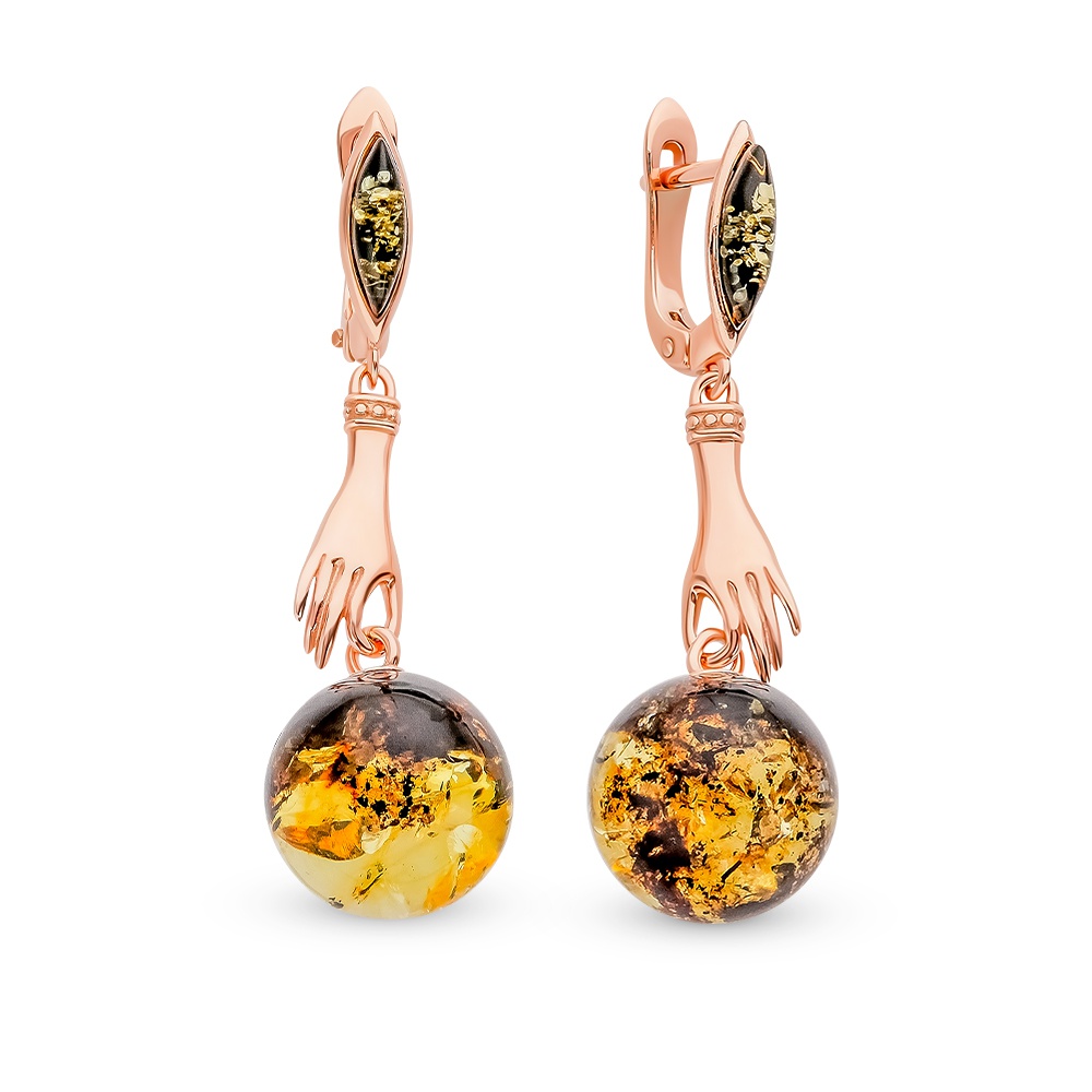 

Серьги подвески из серебра 585Gold 702009975, янтарь, 702009975