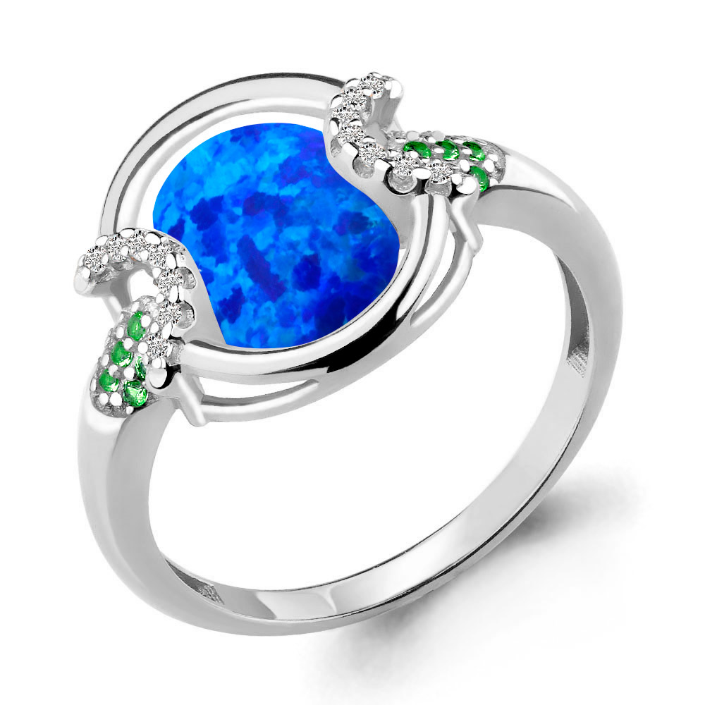 

Кольцо из серебра с изумрудом р.  Aquamarine 6599195Г_925_р, 6599195Г_925_р