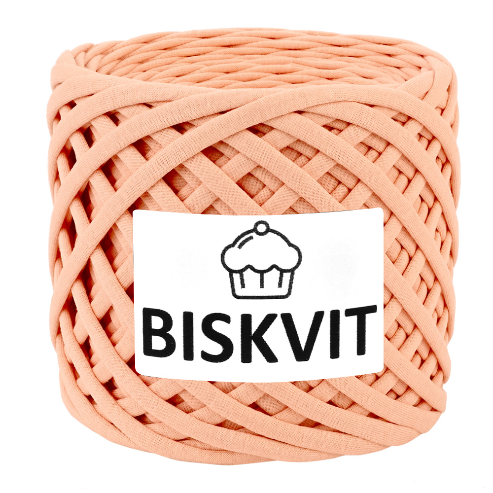 Трикотажная пряжа для вязания BISKVIT Персик, 100% хлопок, 7-9мм, 100м