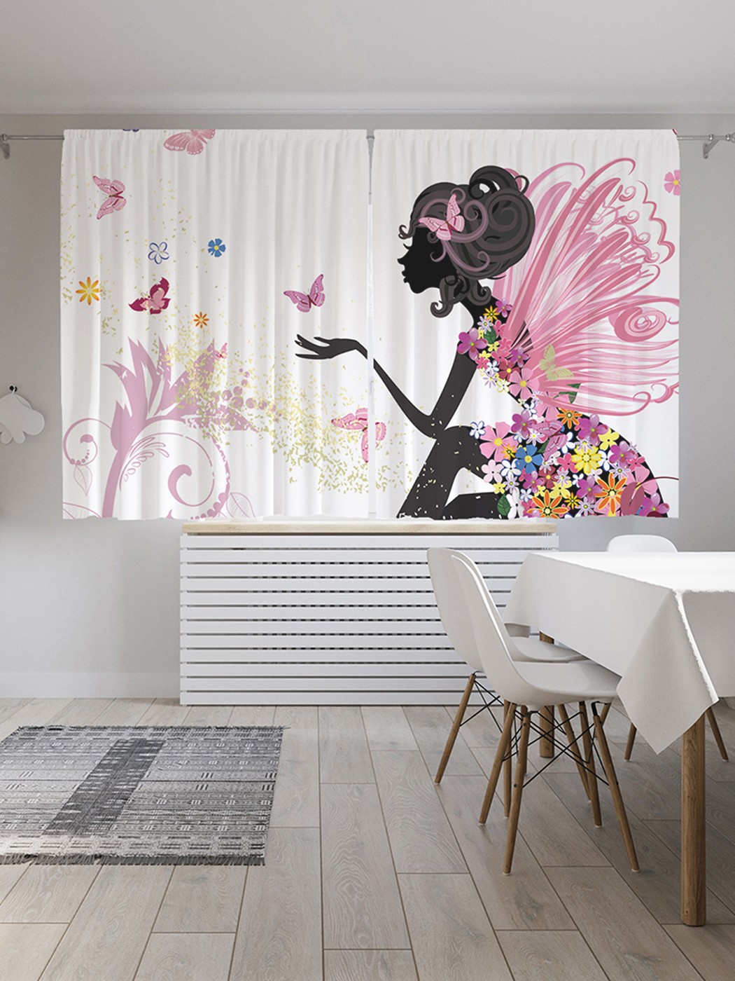 фото Классические шторы joyarty "фея в цветочном платье", oxford delux, 2 полотна 145x180 см