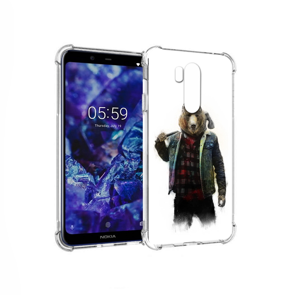 

Чехол MyPads Tocco для Nokia X7 медведь с топором (PT123767.122.469), Прозрачный, Tocco