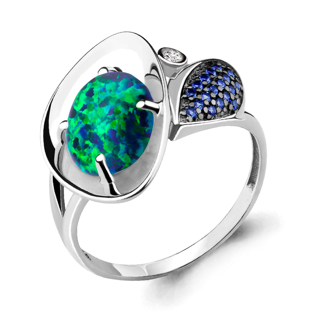 

Кольцо из серебра с сапфиром р. 17,5 Aquamarine 6599396Б_925_р, 6599396Б_925_р