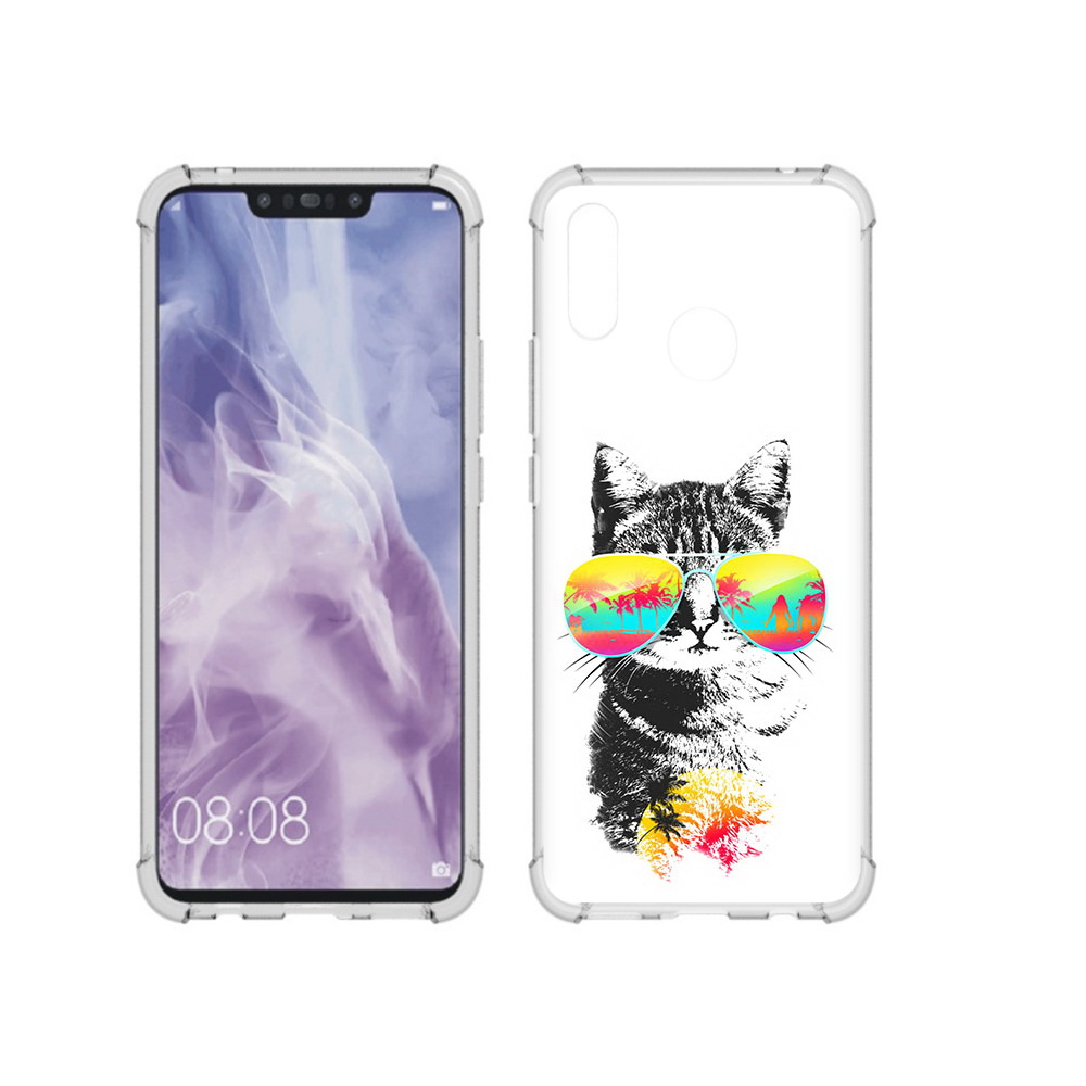 

Чехол MyPads Tocco для Huawei Nova 3i крутой кот (PT227100.63.425), Прозрачный, Tocco