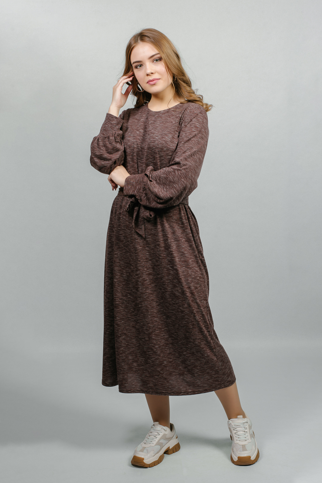 Платье женское Mila Bezgerts 2938АП коричневое 48 RU