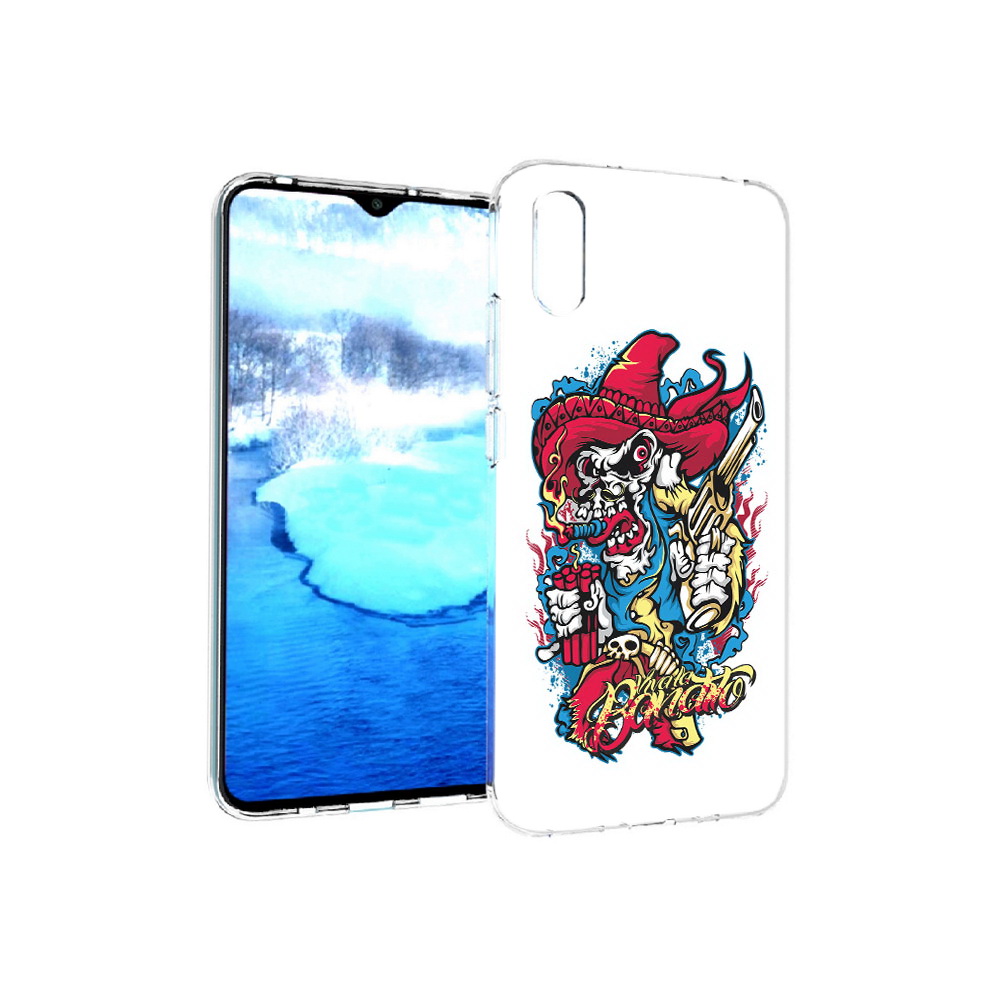 

Чехол MyPads Tocco для Xiaomi Redmi 9A нарисованный скелет с писталетом (PT151022.270.513), Прозрачный, Tocco