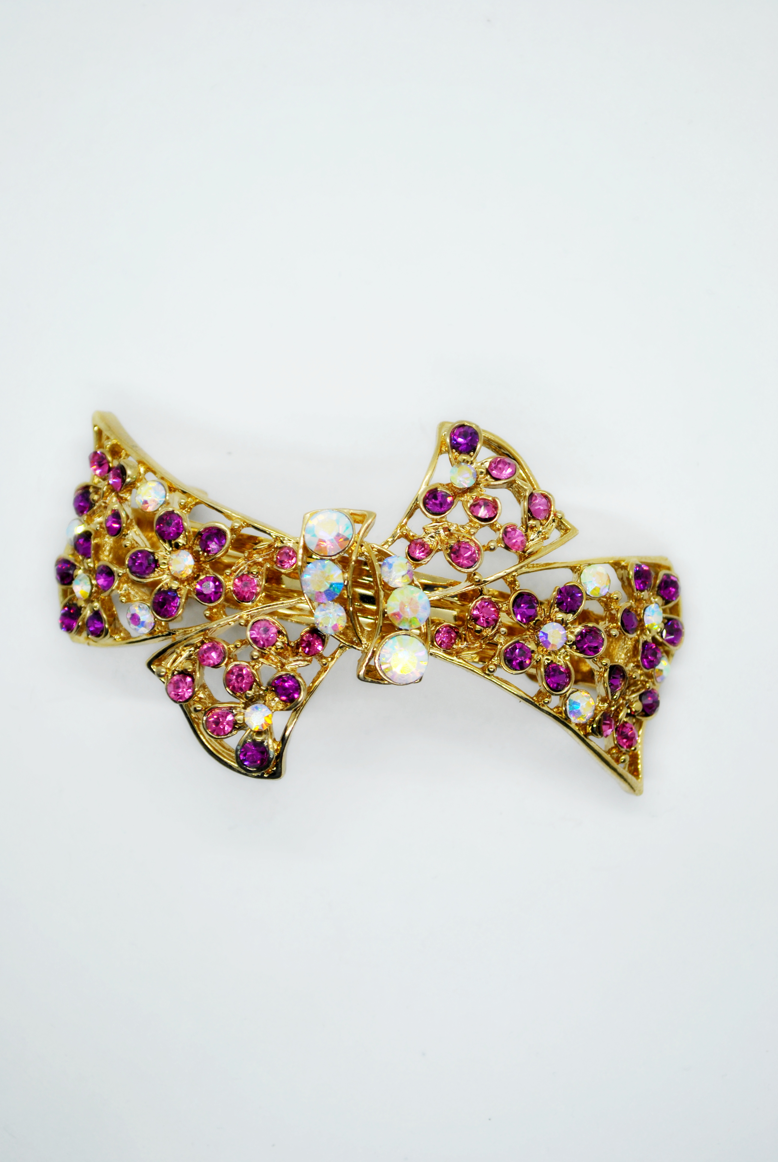Заколка-автомат женская Fashion Jewelry Color Bow золотой/бордовый микс