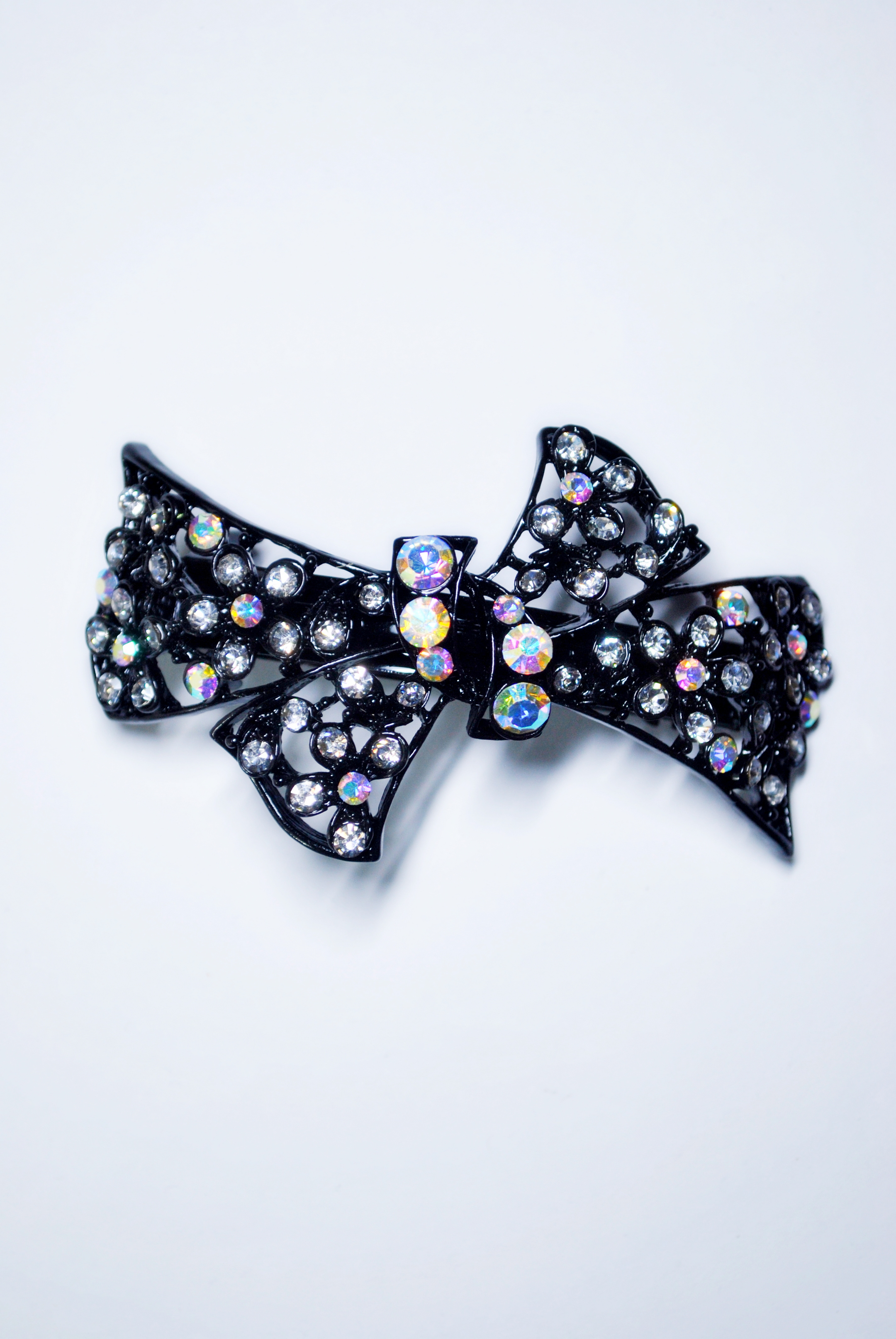 Заколка-автомат женская Fashion Jewelry Color Bow черный/белый микс