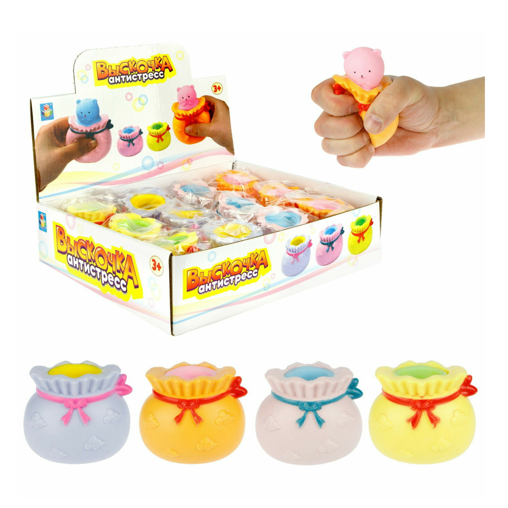 

Игрушка-антистресс 1toy Жмяка-выскочка в ассортименте, Разноцветный
