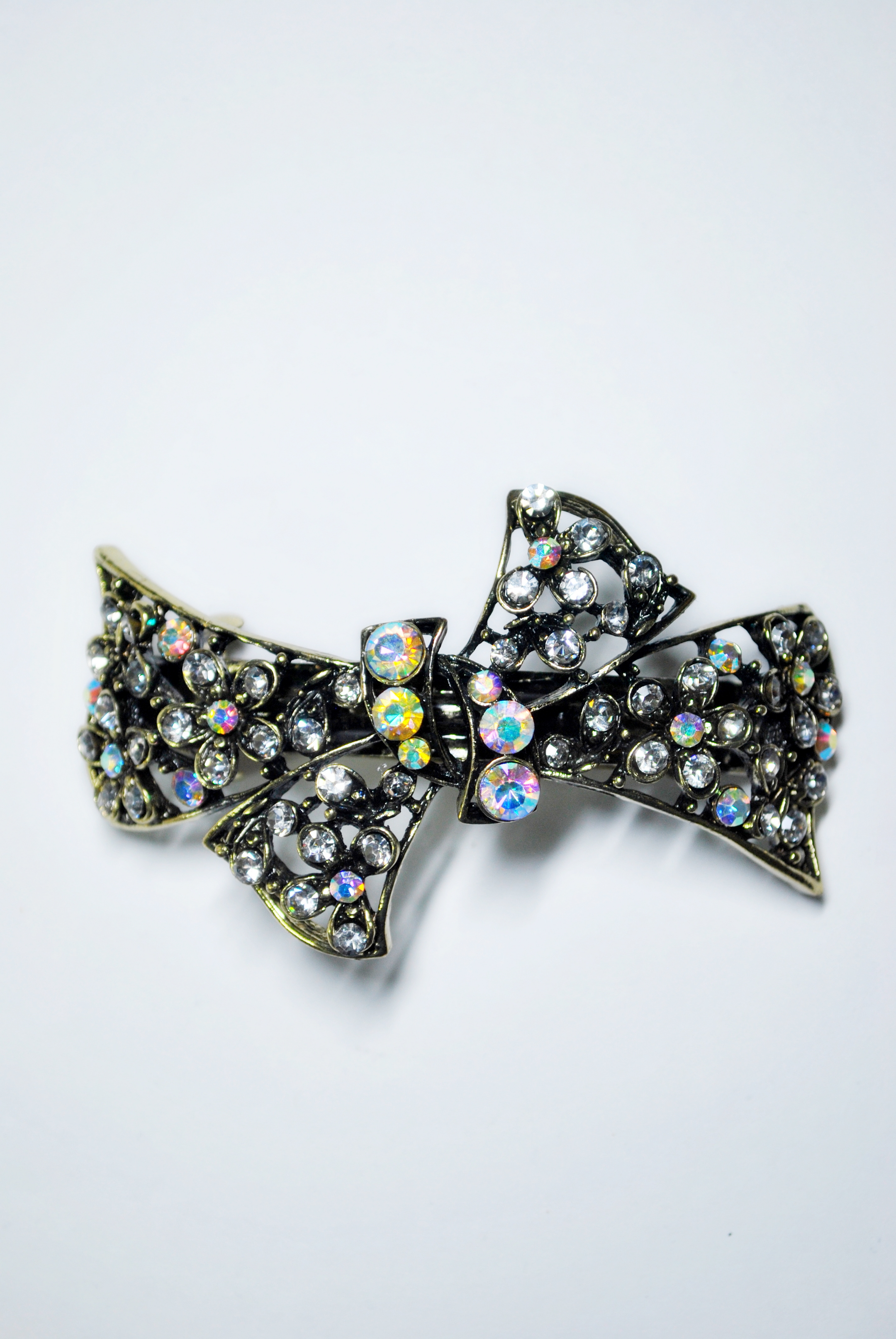 Заколка-автомат женская Fashion Jewelry Color Bow желтый/белый микс