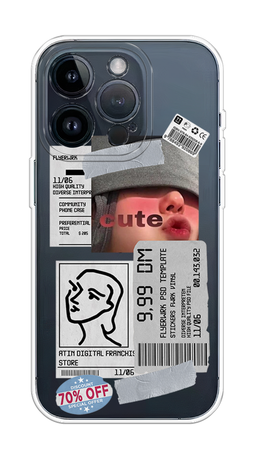 

Чехол на Apple iPhone 15 Pro "Cute girl collage", Розовый;серый;голубой, 15750-1