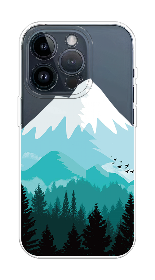 

Чехол на Apple iPhone 15 Pro "Синяя снежная гора", Белый;голубой;бирюзовый, 15750-1