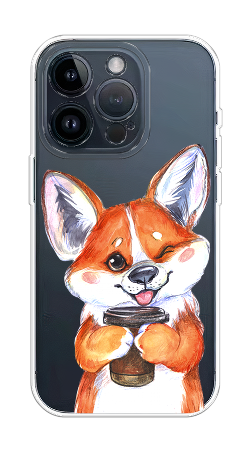 

Чехол на Apple iPhone 15 Pro "Корги с кофе", Оранжевый;белый, 15750-1