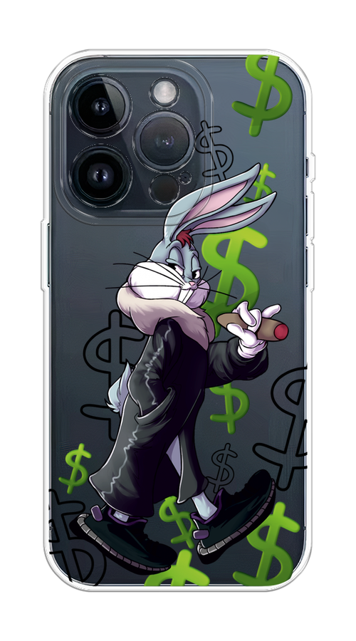 

Чехол на Apple iPhone 15 Pro "Rich Bugs Bunny", Зеленый;черный;голубой, 15750-1