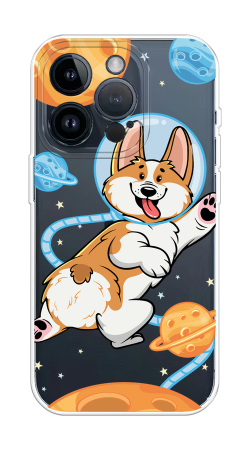 

Чехол на Apple iPhone 15 Pro "Корги-космонавт", Голубой;бежевый;белый, 15750-1