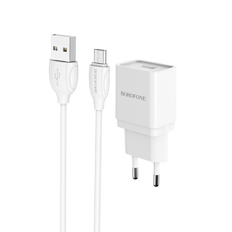 

Сетевое зарядное устройство Borofone BA19A micro usb 1x USB Type A 1 А белый, BA19A