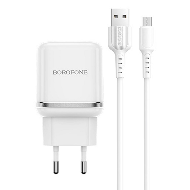 

Сетевое зарядное устройство Borofone BA36A micro usb 1xUSB 3 А белый, BA36A