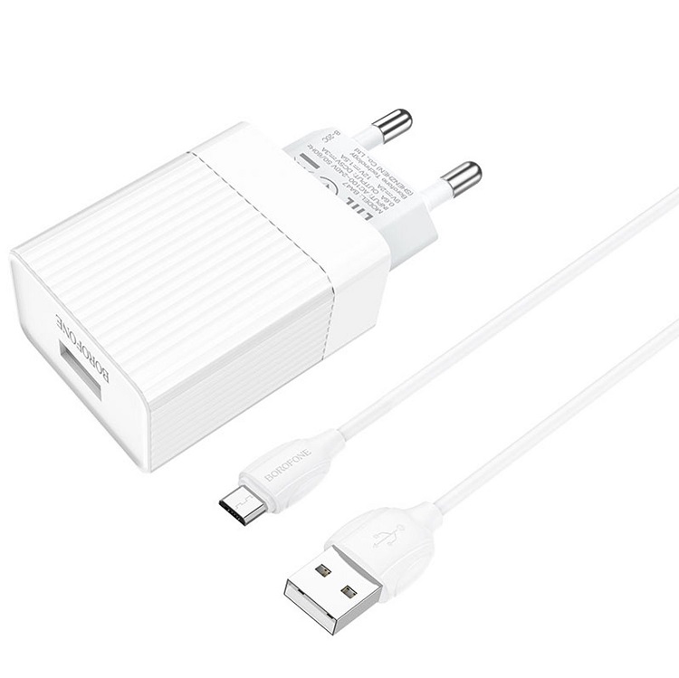 

Сетевое зарядное устройство Borofone BA47A micro usb 1xUSB 3 А белый, BA47A