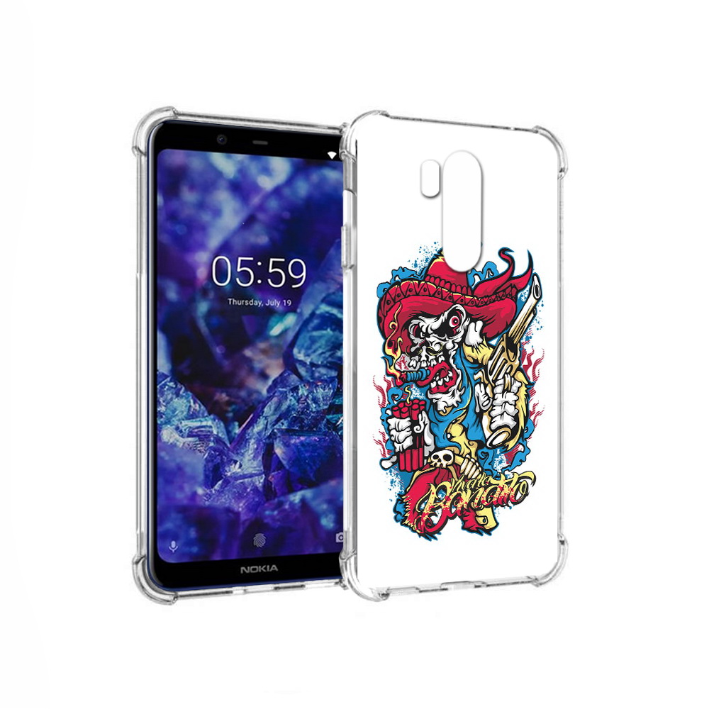 

Чехол MyPads Tocco для Nokia X7 нарисованный скелет с писталетом (PT123767.122.513), Прозрачный, Tocco