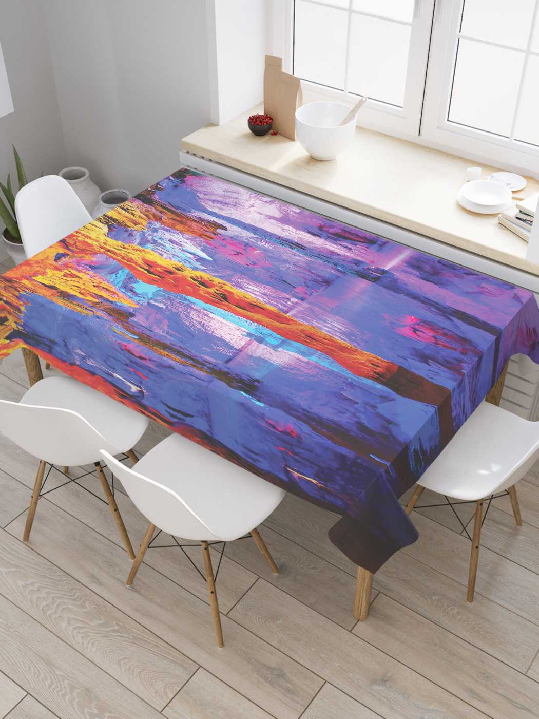 

Скатерть прямоугольная JoyArty "Пещерные сталактиты" из оксфорда, 180x145 см, Синий, Пещерные сталактиты