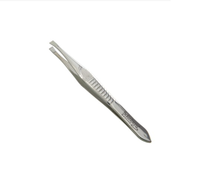 Пинцет Solinberg для бровей SSF-17B  прямой полированный ребристая ручка ручка для шкатулки керамика металл звёздочка голубая 4 9х4 9х2 2 см
