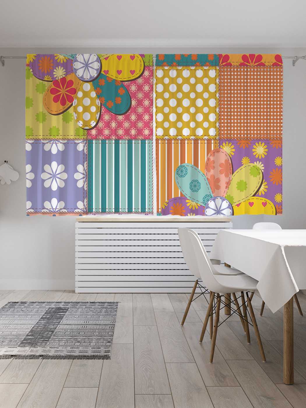 фото Классические шторы joyarty "цветочный пэчворк", серия oxford delux, 2 полотна 145x180 см
