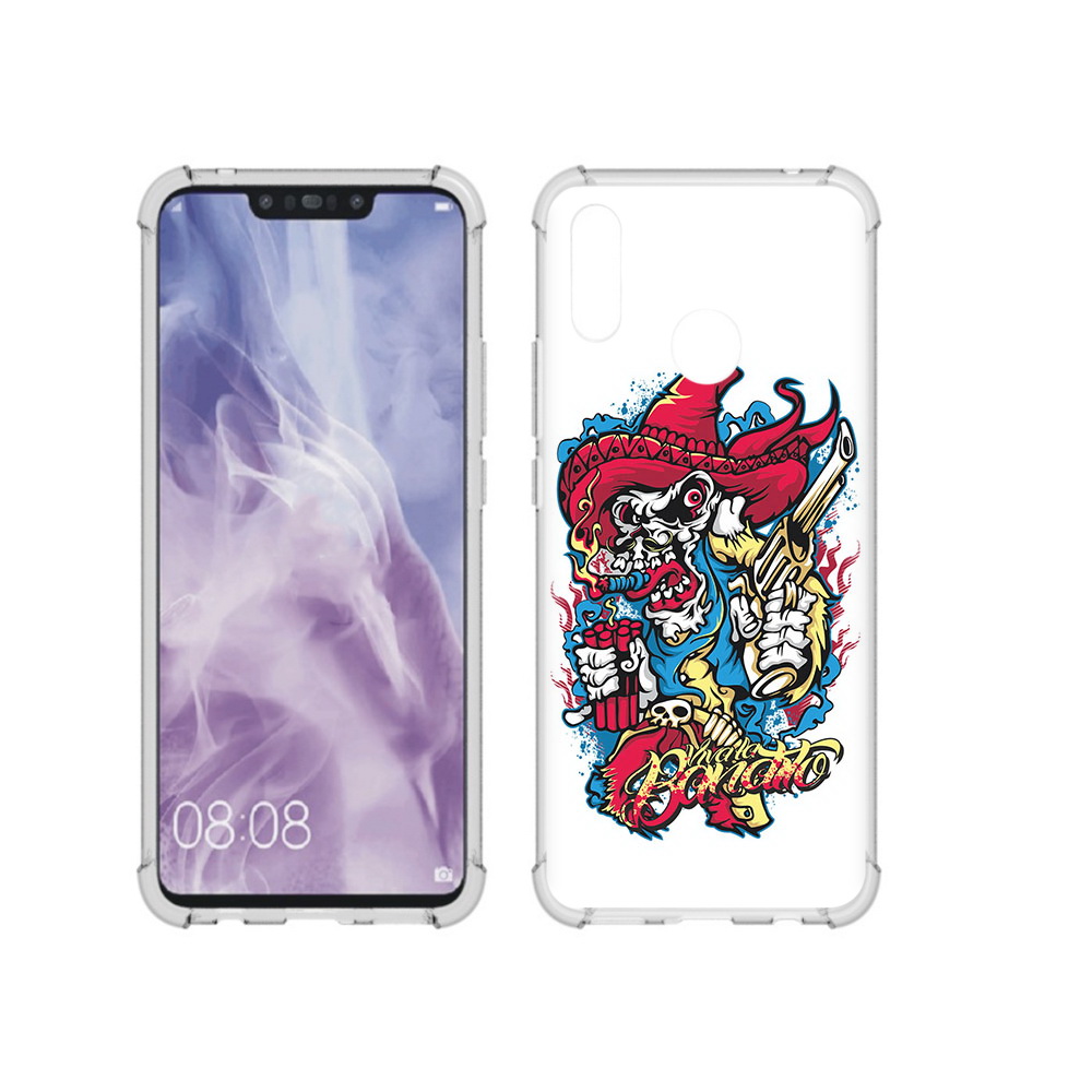 

Чехол MyPads Tocco для Huawei Nova 3i нарисованный скелет с писталетом (PT227100.63.513), Прозрачный, Tocco
